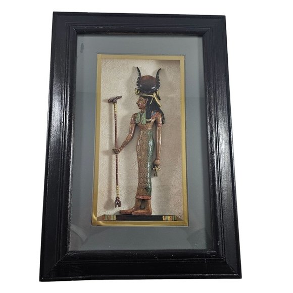 Egyptian Goddess Hathor Shadow Box Framed Wall Art - Picture 1 of 10